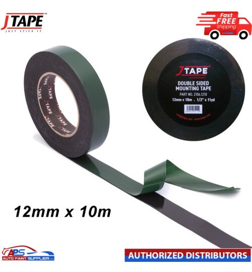 Double Sided Foam Tape 12mm Black Durable Strong 10M Permanent Self Adhesive
